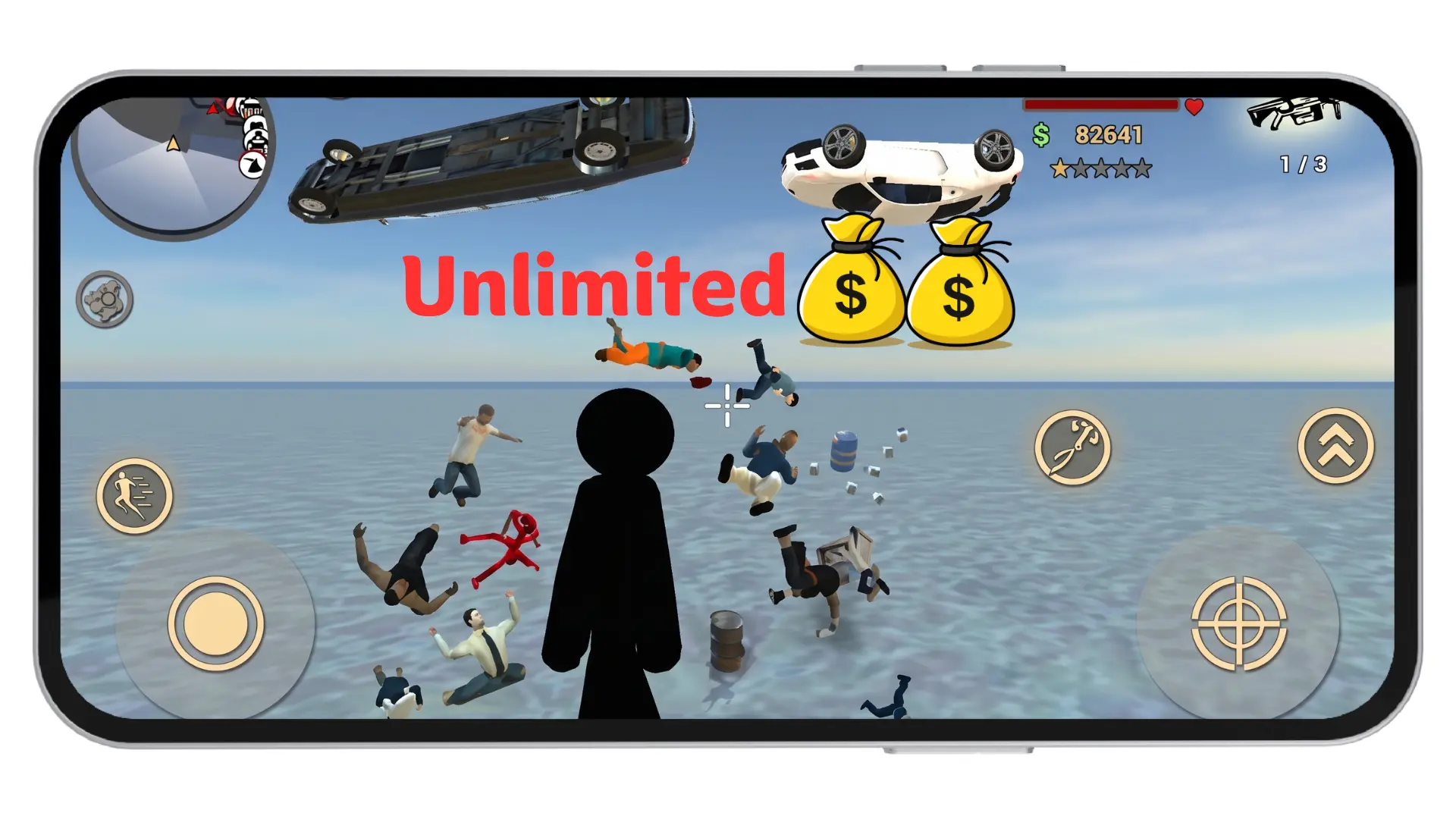 stickman rope hero mod apk unlimited money feature gameplay